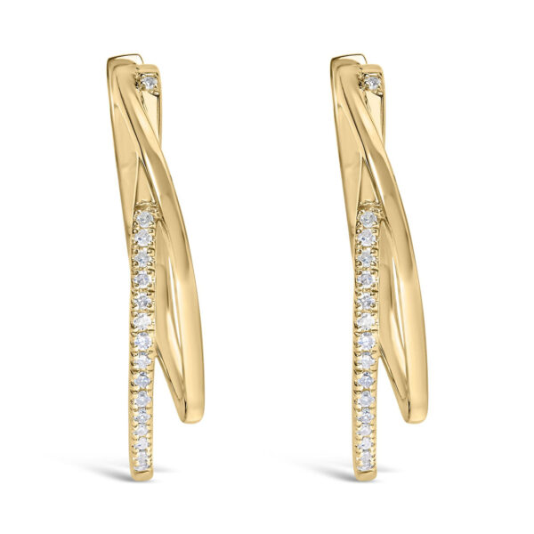 14K Yellow Gold Plated .925 Sterling Silver 1/10 Cttw Diamond Wrapped Hoop Earrings (H-I Color, I1-I2 Clarity) - Image 2