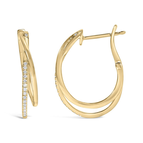 14K Yellow Gold Plated .925 Sterling Silver 1/10 Cttw Diamond Wrapped Hoop Earrings (H-I Color, I1-I2 Clarity) - Image 3