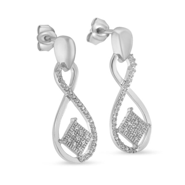 .925 Sterling Silver Round-Cut Diamond Accent Tilted Square and Infinity Drop Earrings (H-I Color, I2-I3 Clarity) - Image 4
