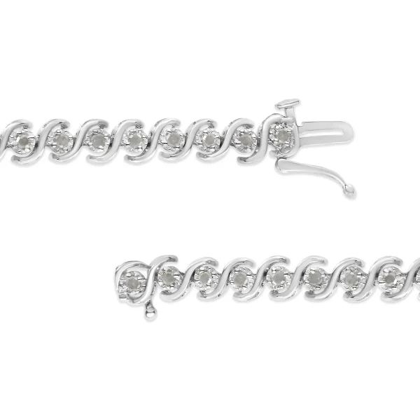 .925 Sterling Silver 1.0 Cttw Round Miracle-Set Diamond 7" Tennis Bracelet (I-J Color, I3 Clarity) - Image 4